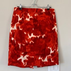 J.Crew factory printed pencil skirt in stretch cotton size 8 rouge